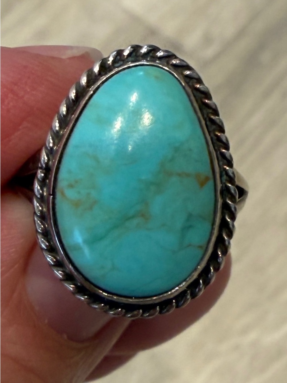 Vintage Navajo Sterling Silver Turquoise Ring 925 sz 6.5 Cripple Creek? Royston? - Picture 4 of 16